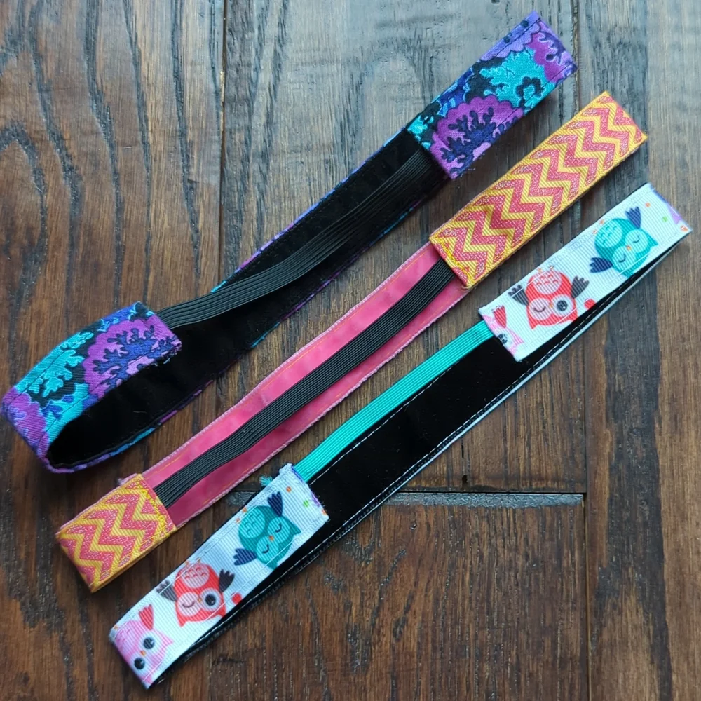 Bundle of 3 Owl/Chevron/Batik Non-Slip Velvet Backed Stretchy Headbands